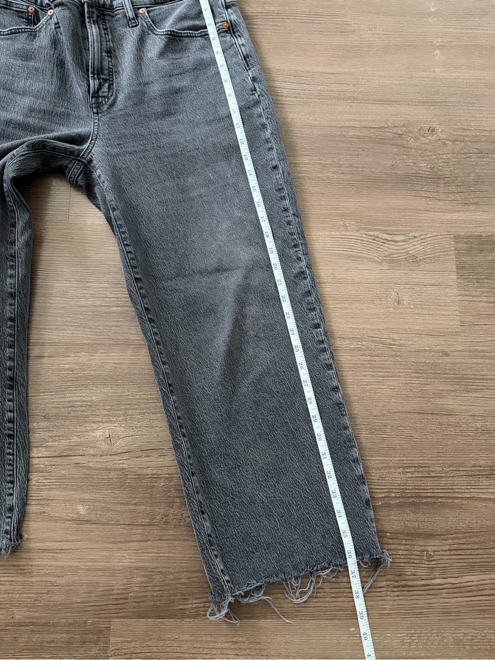 Madewell Perfect Vintage Wide Leg Crop Jeans Womens 30 Gray High Rise Raw Hem - Picture 10 of 12